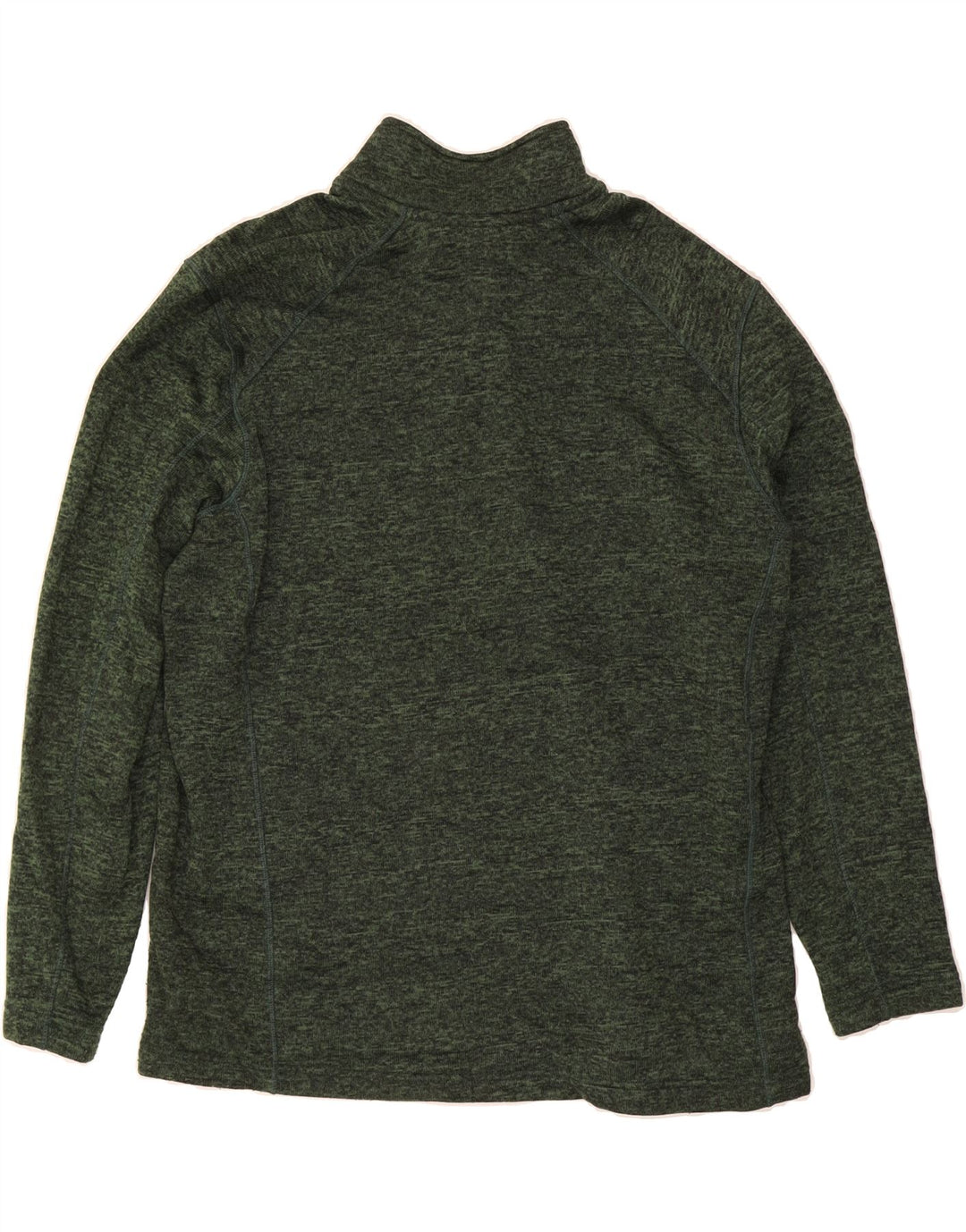 EDDIE BAUER Mens Zip Neck Fleece Jumper 2XL Green Flecked Polyester Vintage Eddie Bauer and Second-Hand Eddie Bauer from Messina Hembry 