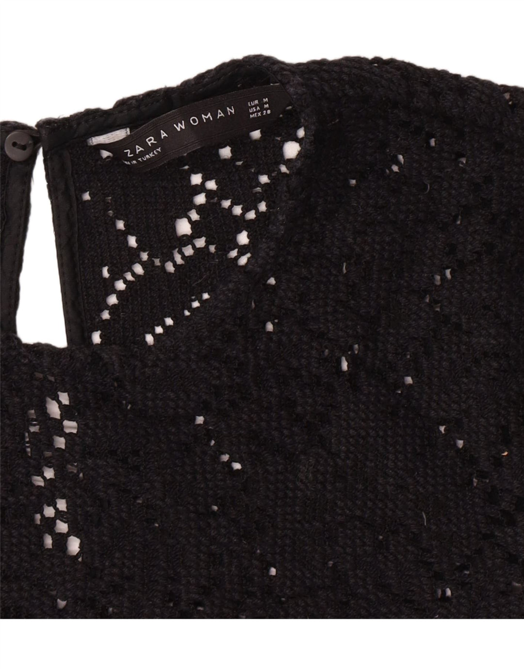 ZARA Womens Crop Crochet Blouse Top UK 12 Medium Black Vintage Zara and Second-Hand Zara from Messina Hembry 