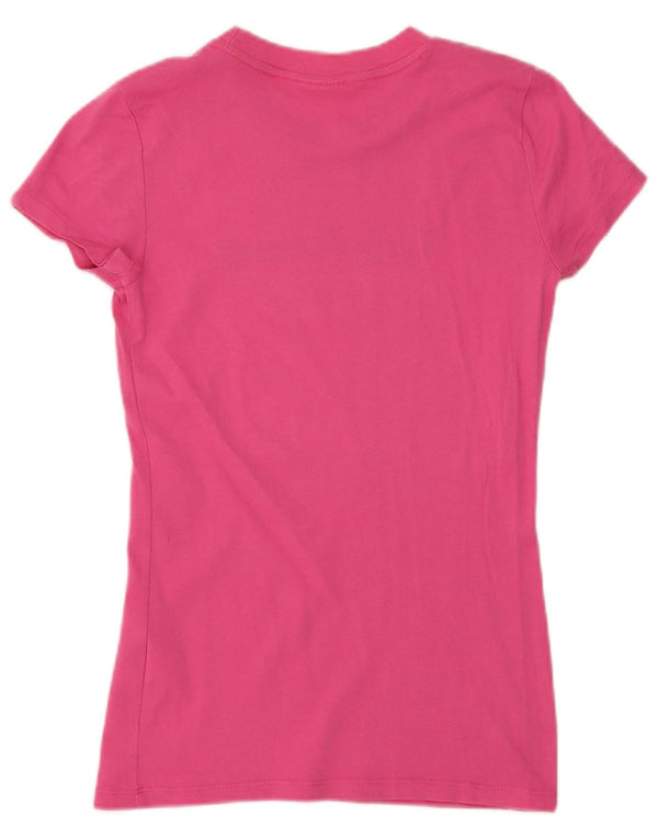 Γυναικείο γραφικό μπλουζάκι Hollister Top UK 8 Μικρό ροζ βαμβακερό