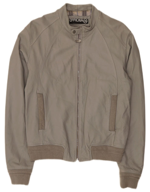 Officina 36 Ανδρικό Bomber Δερμάτινο Μπουφάν UK 42 XL Γκρι