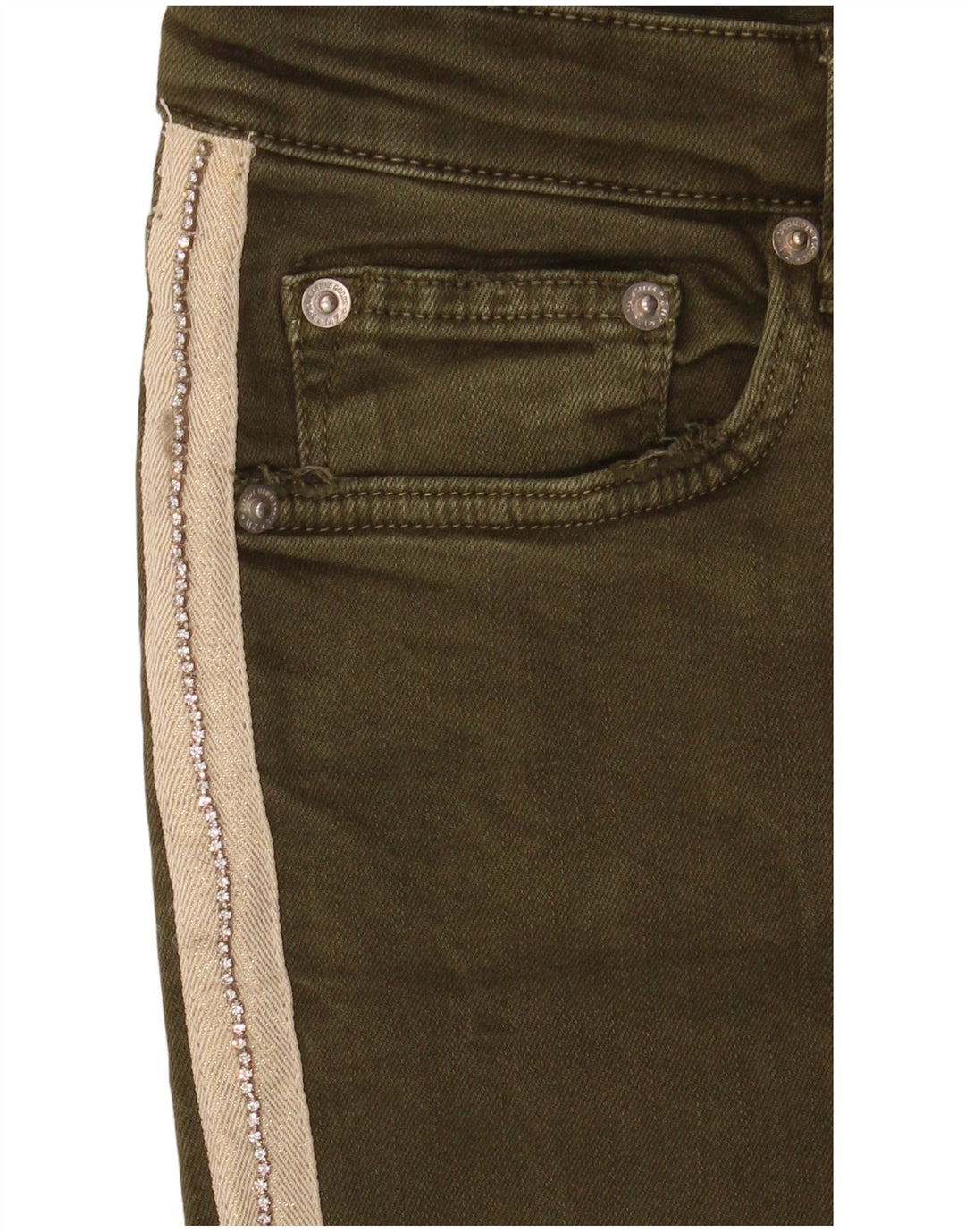 Zara Γυναικείο Slim Jeans EU 40 Medium W30 L27 Khaki Colourblock