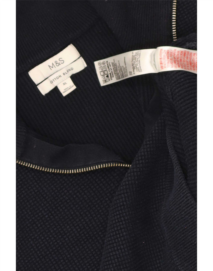 Ανδρικό πουλόβερ με φερμουάρ Marks & Spencer XL Navy Blue Polyester