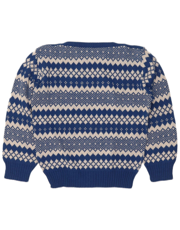 Vintage γυναικείο πουλόβερ με λαιμόκαυμα UK 12 Medium Blue Fair Isle