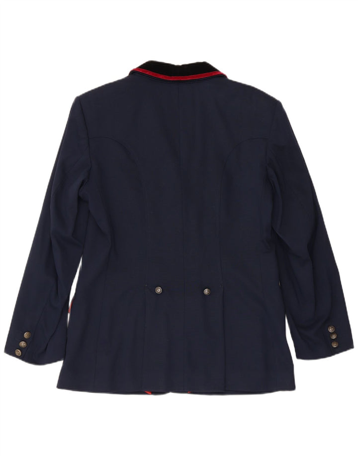 Vintage γυναικείο τζάκετ ιππασίας 4 κουμπιών IT 42 Medium Navy Blue Wool