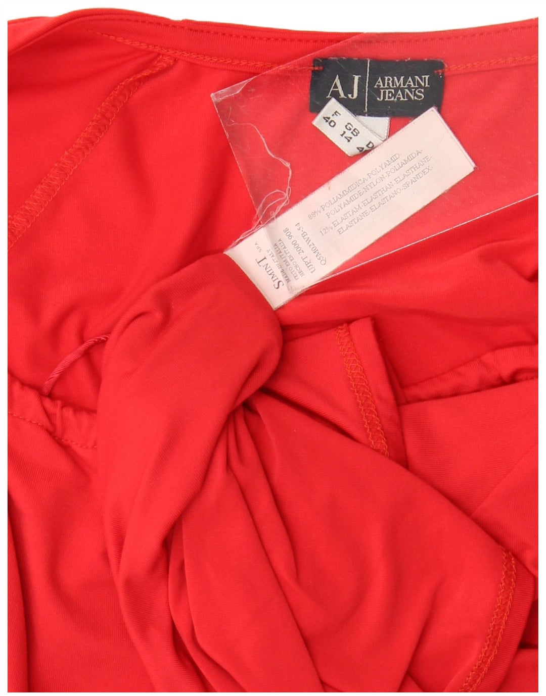 Armani Jeans Γυναικεία μπλούζα Crop 3/4 Sleeve Top UK 14 Medium Red Polyamide