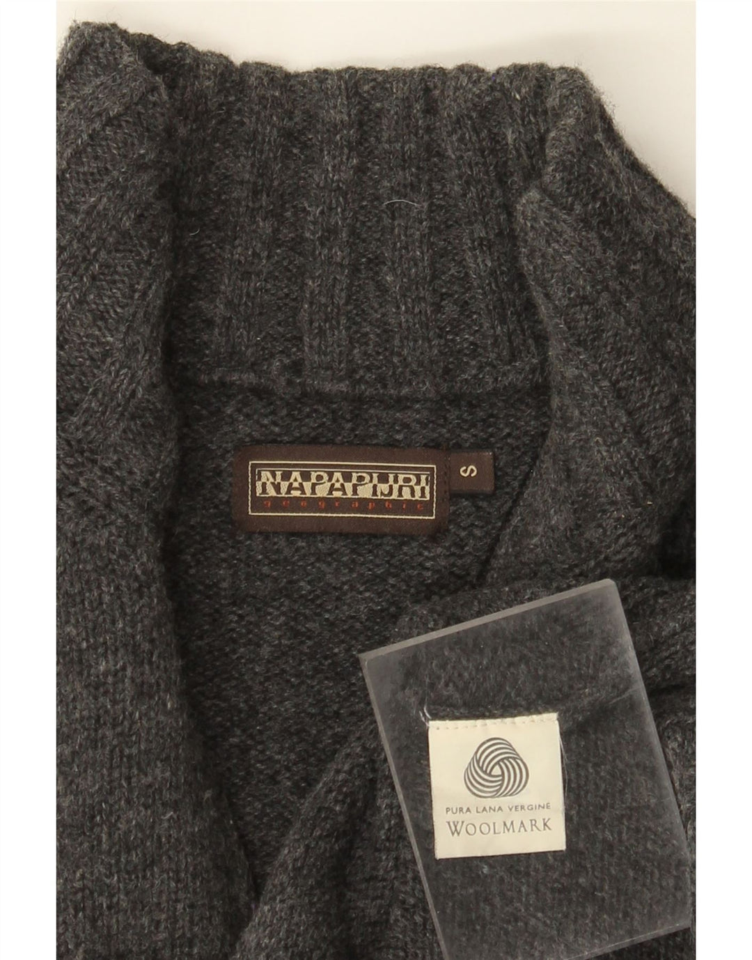 Ανδρικό πουλόβερ Napapijri Geographic με φερμουάρ πουλόβερ από μικρό γκρι μαλλί