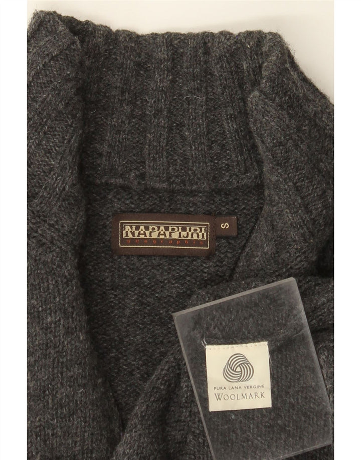 Ανδρικό πουλόβερ Napapijri Geographic με φερμουάρ πουλόβερ από μικρό γκρι μαλλί