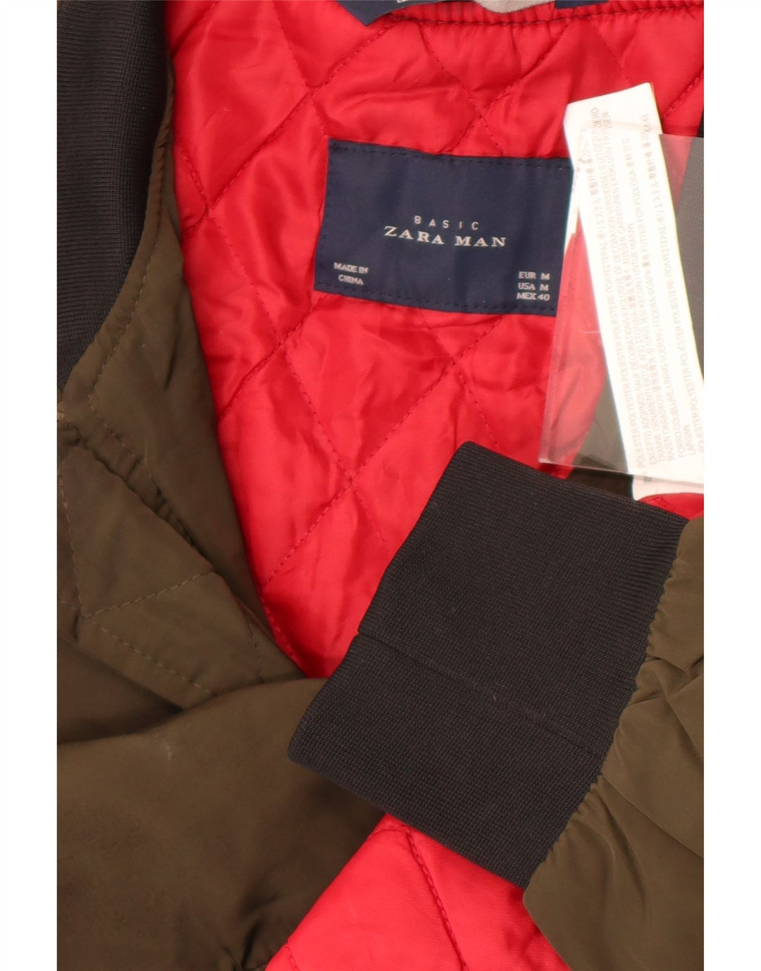 Zara Ανδρικό Bomber Jacket UK 38 Medium Khaki Colourblock Polyester