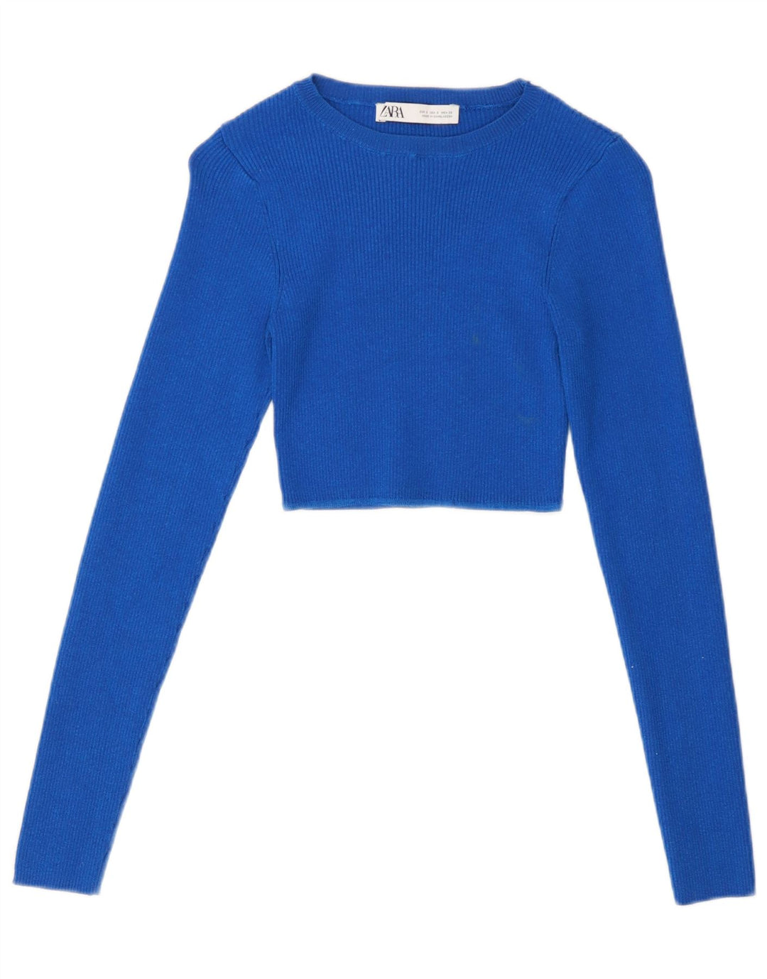 Zara Γυναικείο Crop Top Μακρυμάνικο UK 8 Μικρή Μπλε Βισκόζη