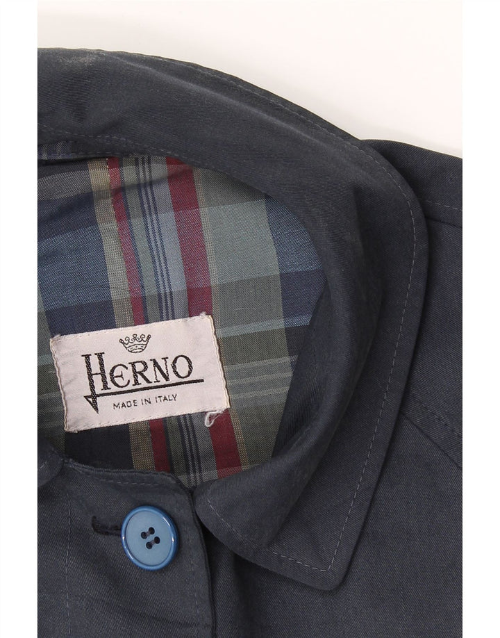 HERNO Womens Overcoat UK 10 Small Navy Blue Vintage Herno and Second-Hand Herno from Messina Hembry 