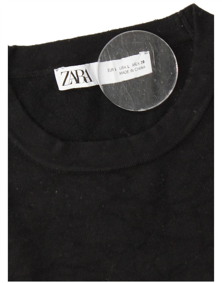 Zara Γυναικείο πουλόβερ με λαιμόκοψη UK 14 Large Μαύρο