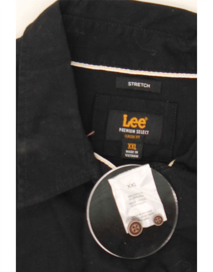 Lee Ανδρικό Stretch Πουκάμισο 2XL Μαύρο βαμβακερό