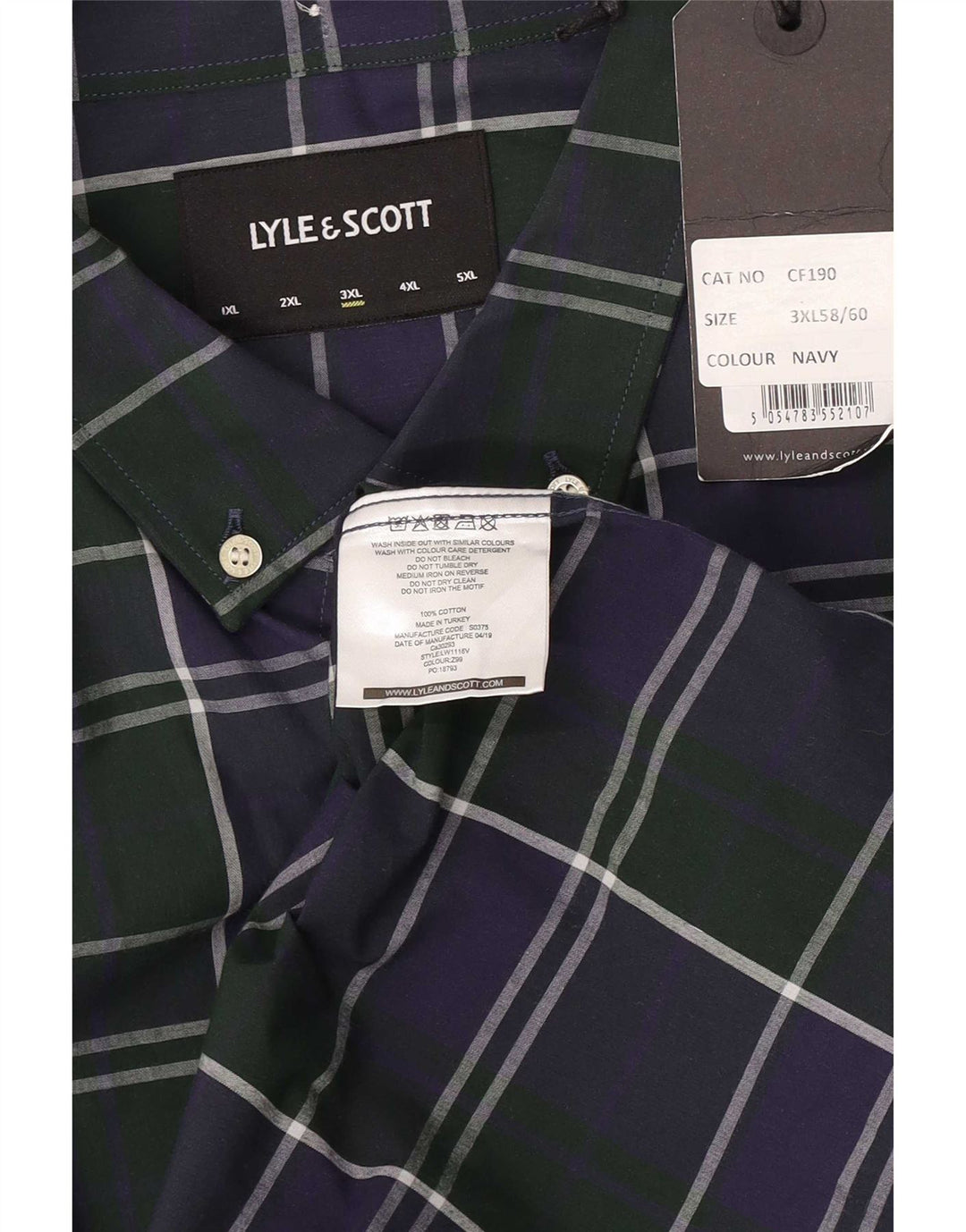 Ανδρικό πουκάμισο Lyle & Scott 3XL Navy Blue Check Cotton