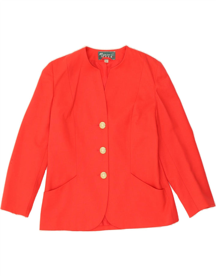 VINTAGE Womens 3 Button Blazer Jacket UK 12 Medium Red New Wool Vintage Vintage and Second-Hand Vintage from Messina Hembry 