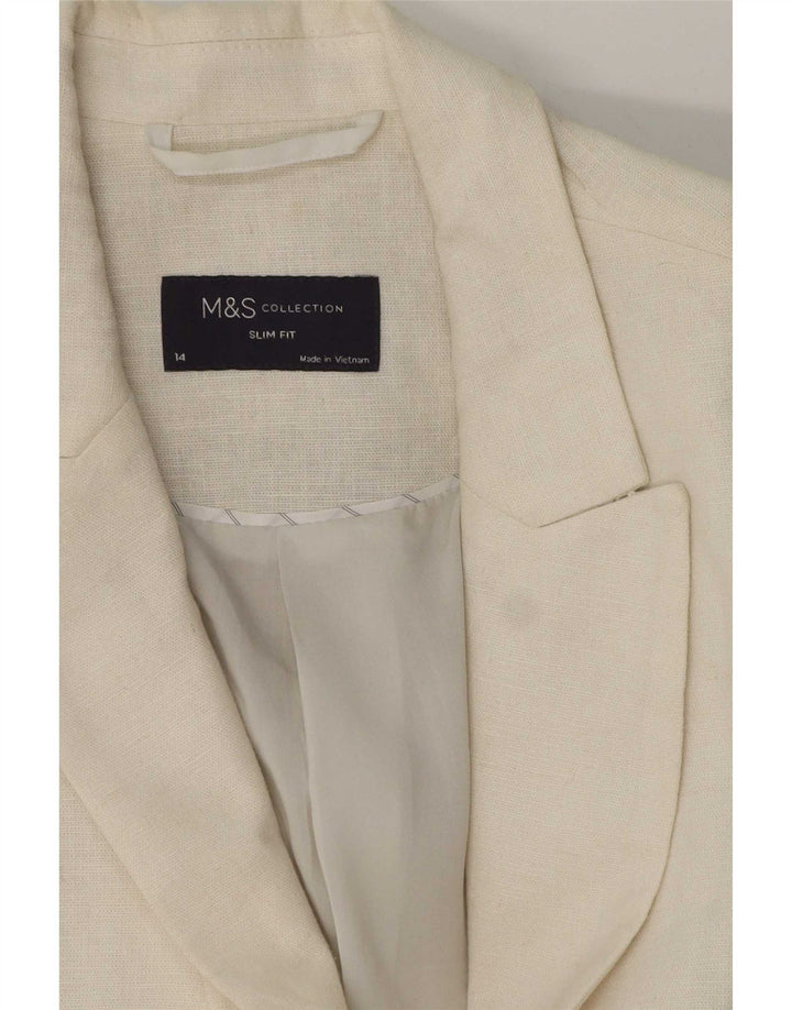 Marks & Spencer Γυναικείο Μπουφάν Blazer UK 14 Large White με 1 κουμπί