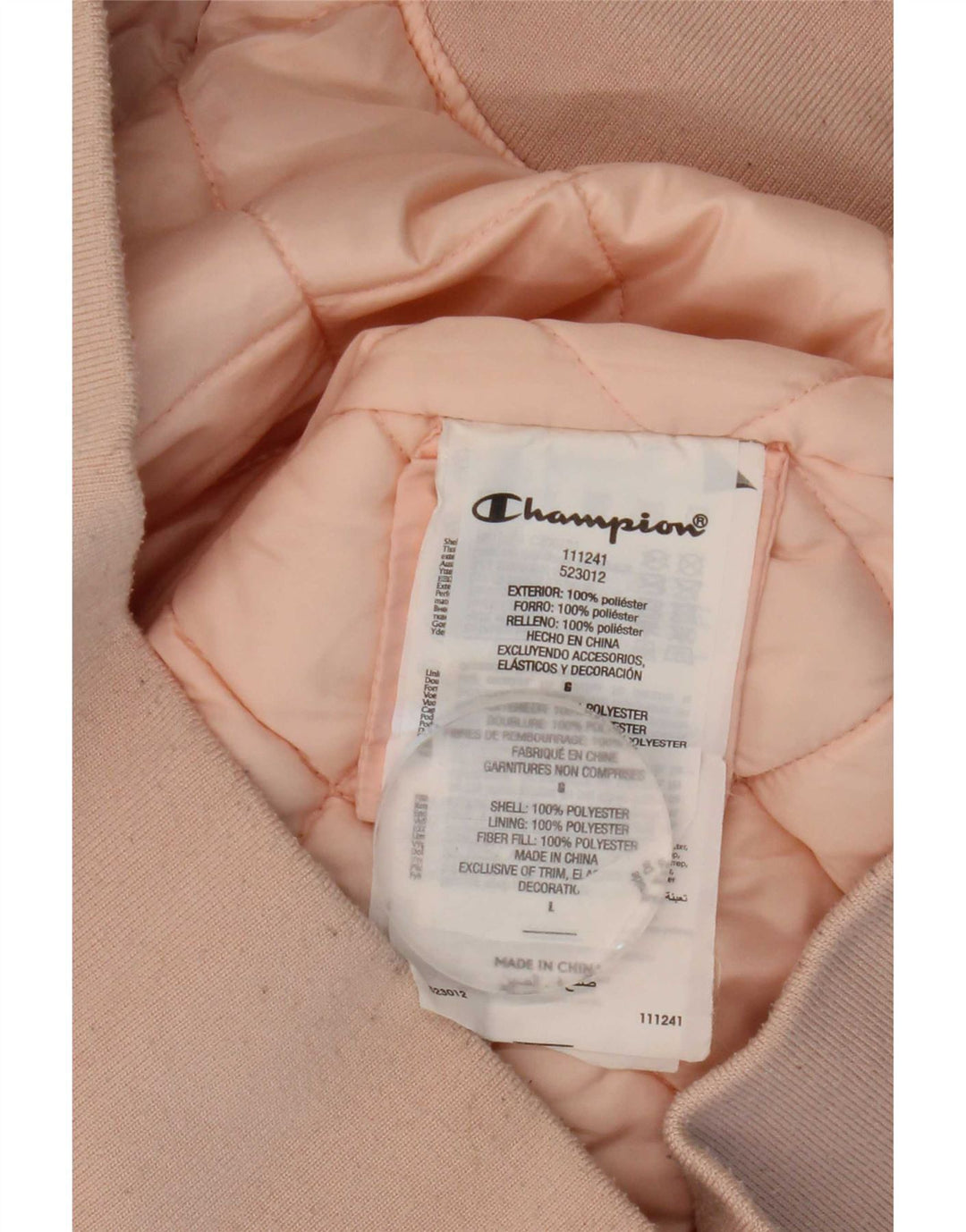 Champion Womens Graphic Bomber Jacket IT 46 Large Pink Polyester