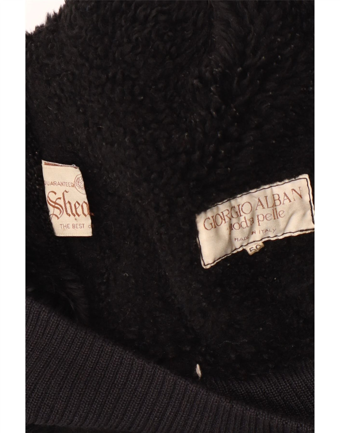 Vintage Ανδρικό Shearling Jacket IT 50 Large Black Shearling