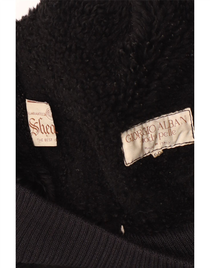 Vintage Ανδρικό Shearling Jacket IT 50 Large Black Shearling