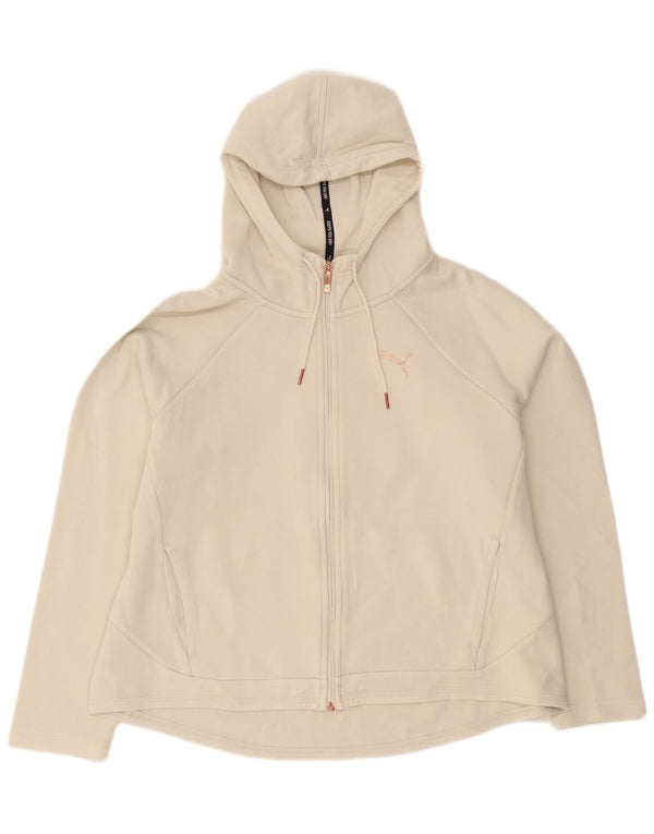 Γυναικείο πουλόβερ Puma με φερμουάρ UK 18 XL από λευκό βαμβακερό