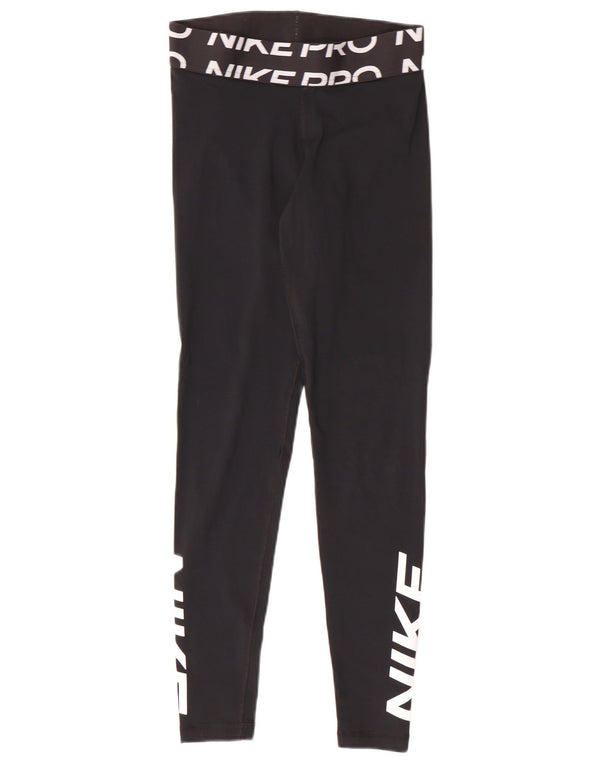 Γυναικεία γραφικά κολάν Nike Dri Fit UK 10 Small Black Polyester Sports