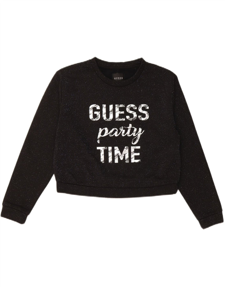 GUESS Γυναικεία φούτερ μεγάλου μεγέθους Crop Jumper UK 10 Small Black Flecked