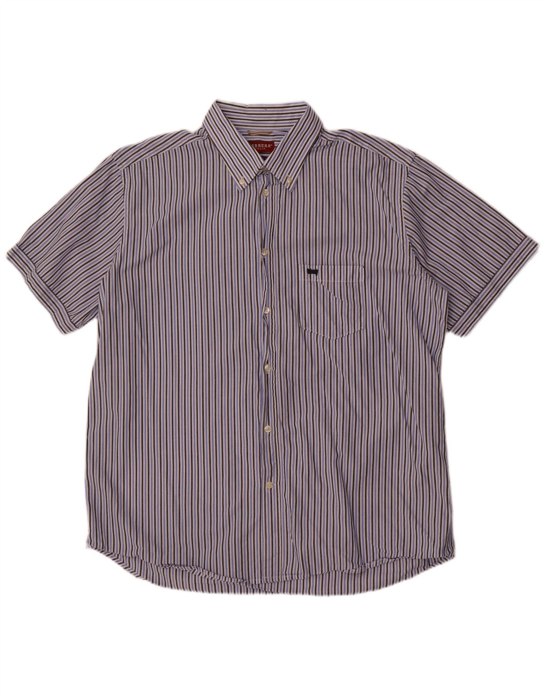 Ανδρικό κοντομάνικο πουκάμισο Carrera κανονική εφαρμογή 2XL μπλε ριγέ βαμβακερό