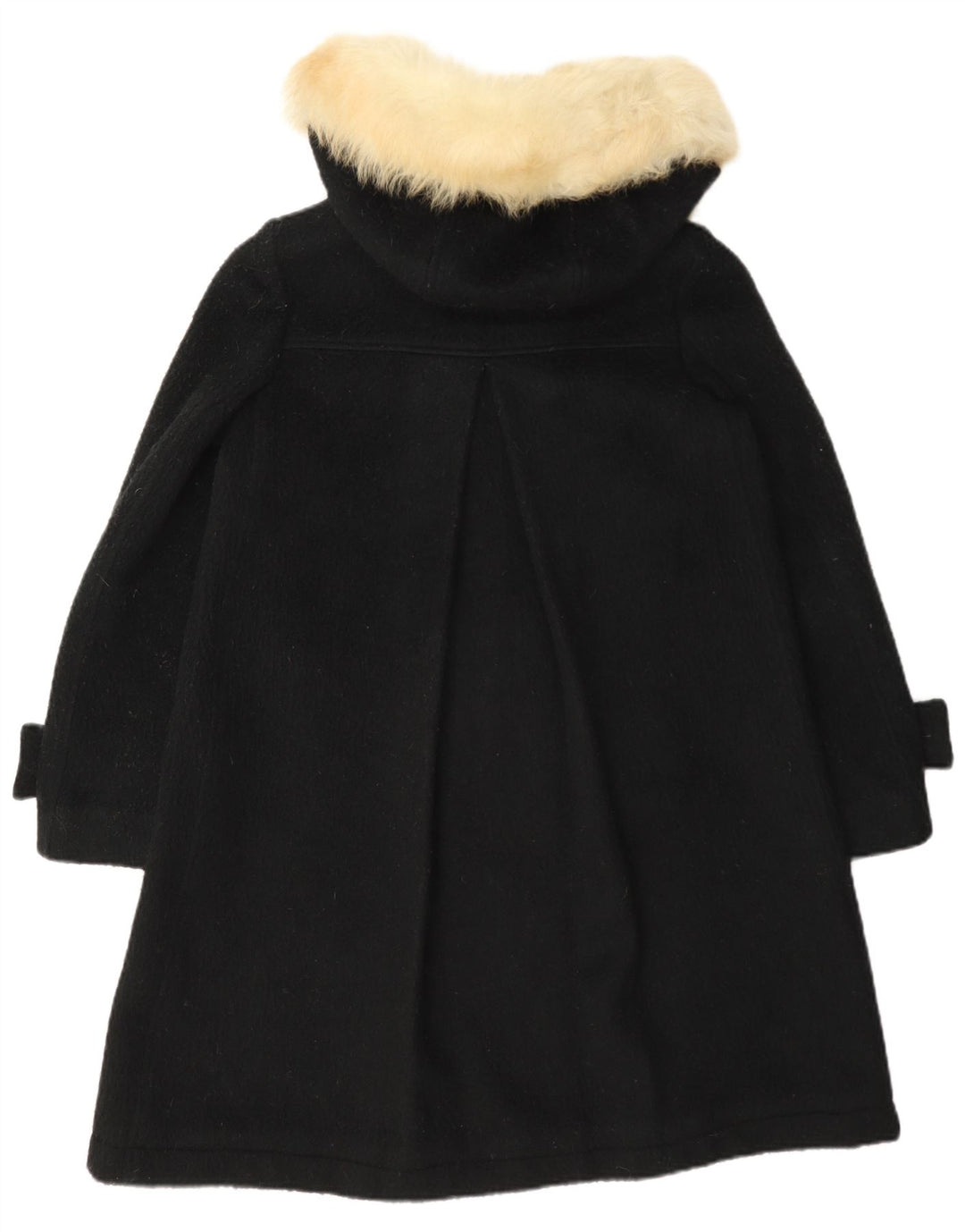 Vintage γυναικείο παλτό Duffle με κουκούλα UK 10 Small Black Wool
