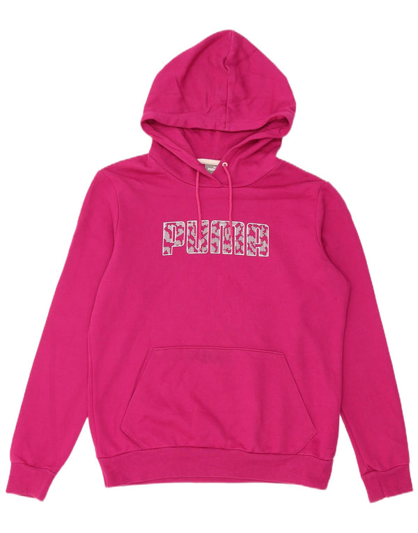 Puma Γυναικείο Γραφικό Hoodie Jumper UK 14 Medium Pink Βαμβακερό