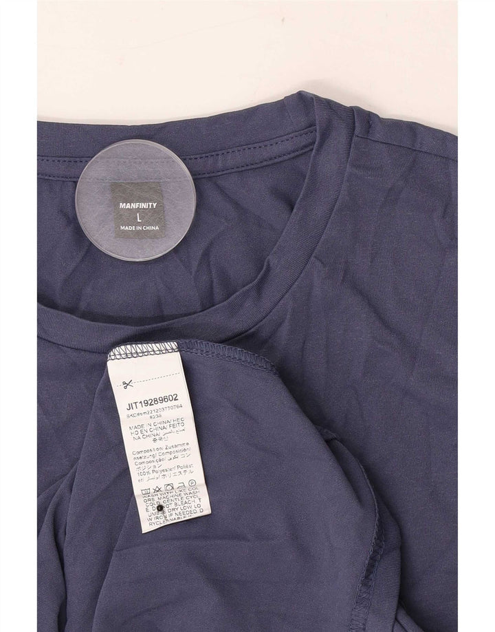 Ανδρικό γραφικό T-Shirt Manfinity Top Large Navy Blue Polyester