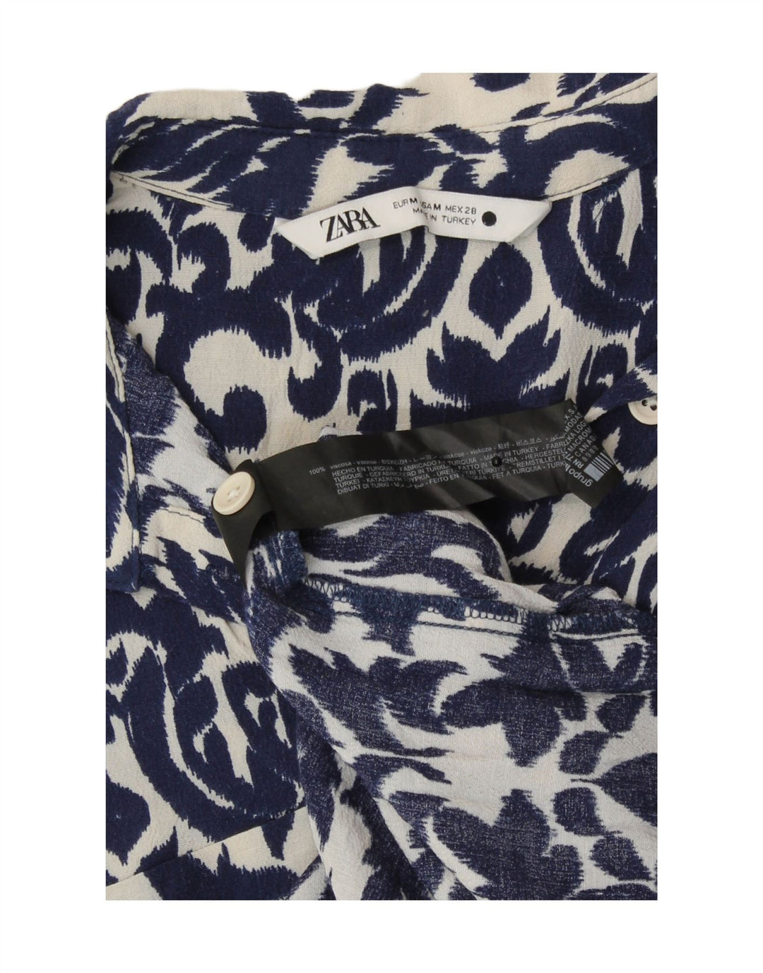 Zara Γυναικείο Maxi Φόρεμα UK 12 Medium Blue Ikat Viscose