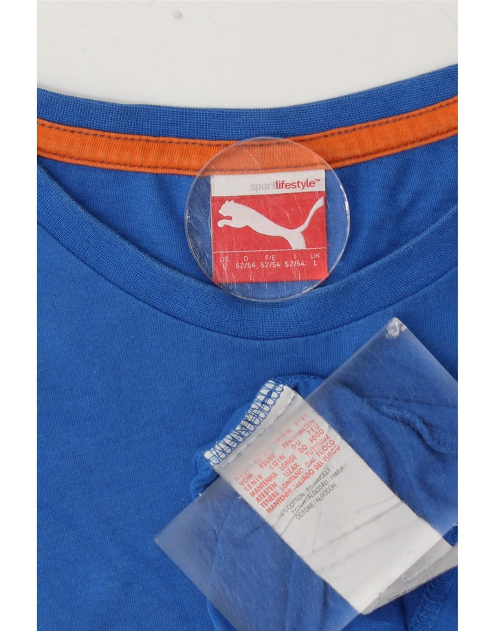 Ανδρικό γραφικό μπλουζάκι PUMA τοπ μεγάλο μπλε βαμβακερό