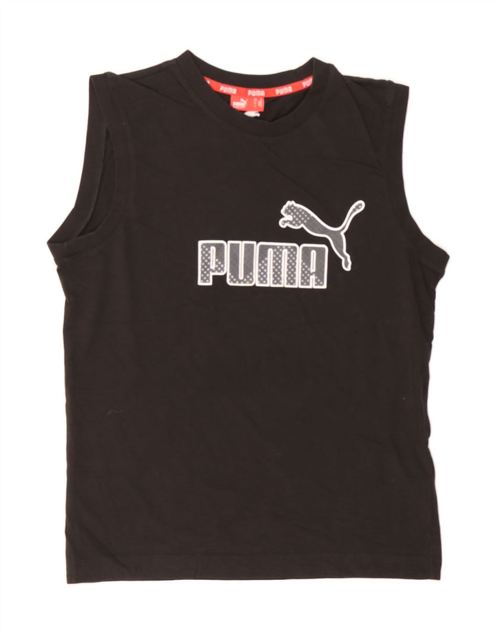 PUMA Womens Graphic Vest Top UK 14 Medium Black Cotton Vintage Puma and Second-Hand Puma from Messina Hembry 