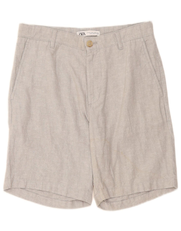 Zara Ανδρικό σορτς Chino EU 38 Small W30 Γκρι λινό