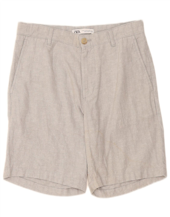 Zara Ανδρικό σορτς Chino EU 38 Small W30 Γκρι λινό
