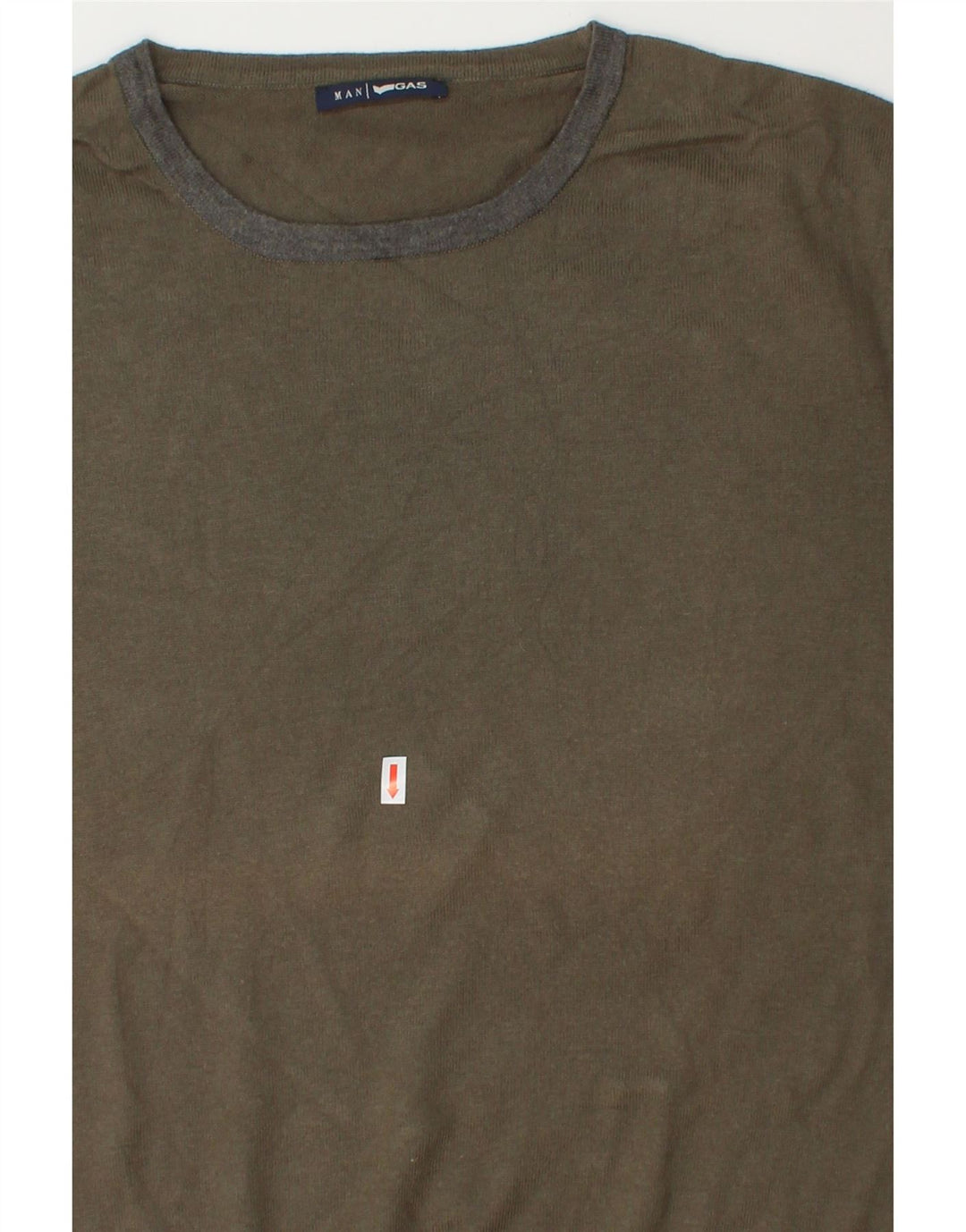 GAS Mens Crew Neck Jumper Sweater 2XL Khaki Vintage Gas and Second-Hand Gas from Messina Hembry 