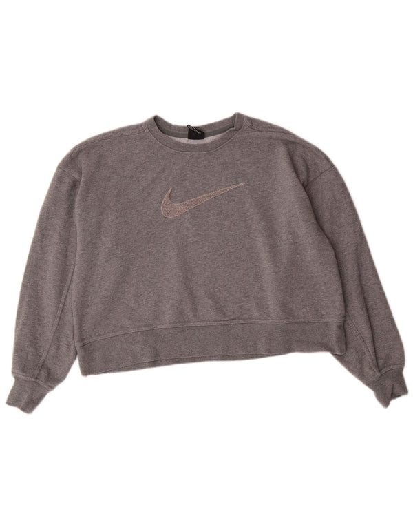 Γυναικείο γραφικό υπερμεγέθη φούτερ Nike Dri Fit Jumper UK 10 Small Grey