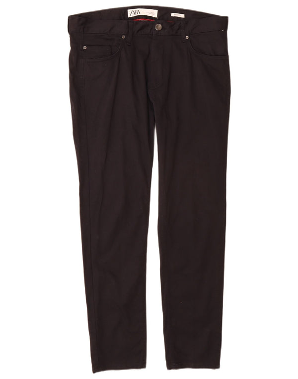 Zara Ανδρικό Skinny Casual Παντελόνι EU 42 Large W32 L29 Navy Blue Cotton