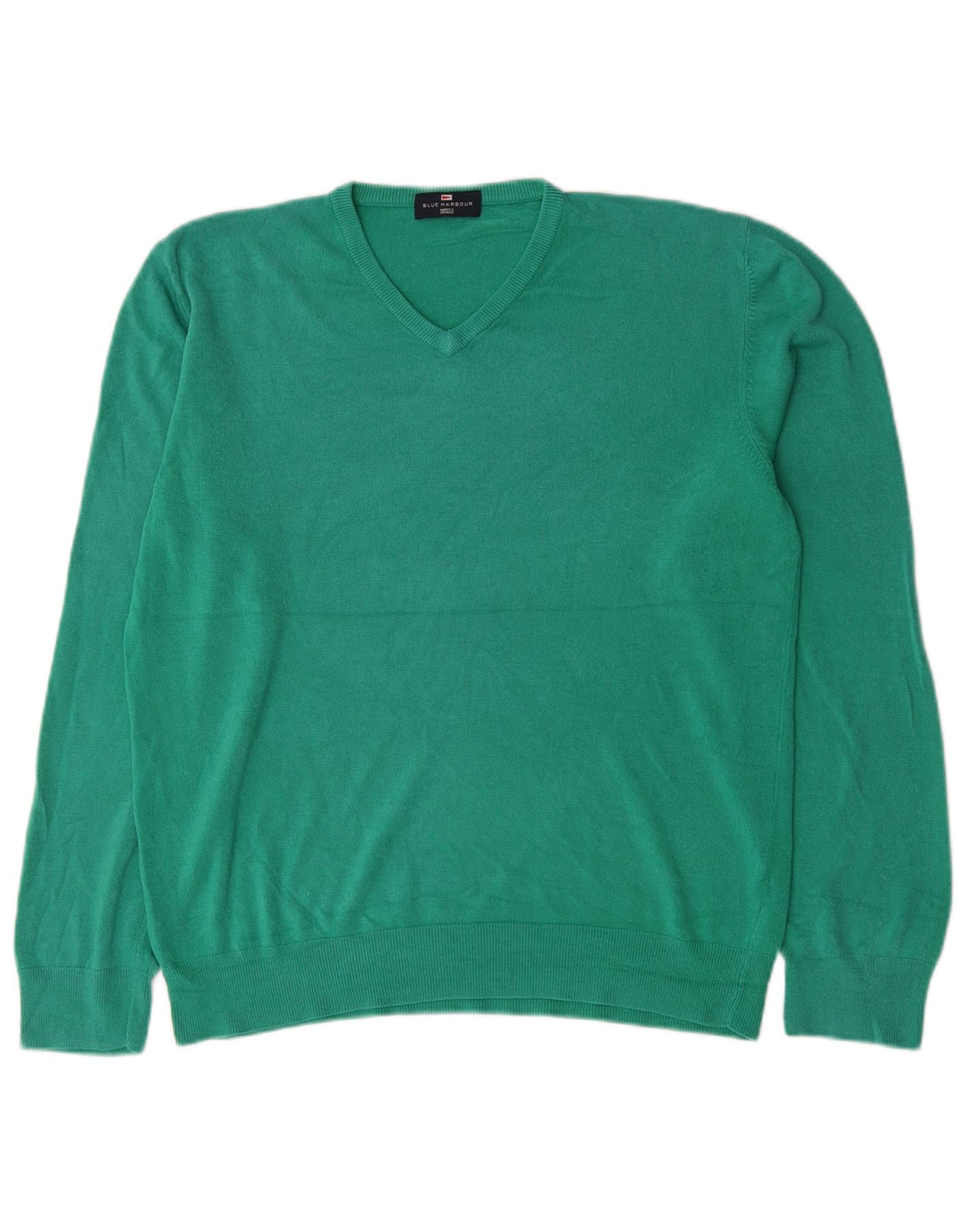 Ανδρικό πουλόβερ Marks & Spencer Blue Harbor με λαιμόκοψη με λαιμόκοψη μεγάλο πράσινο