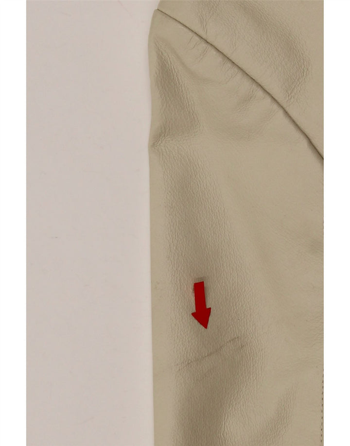Vintage Γυναικείο Δερμάτινο Παλτό UK 12 Medium Beige Leather