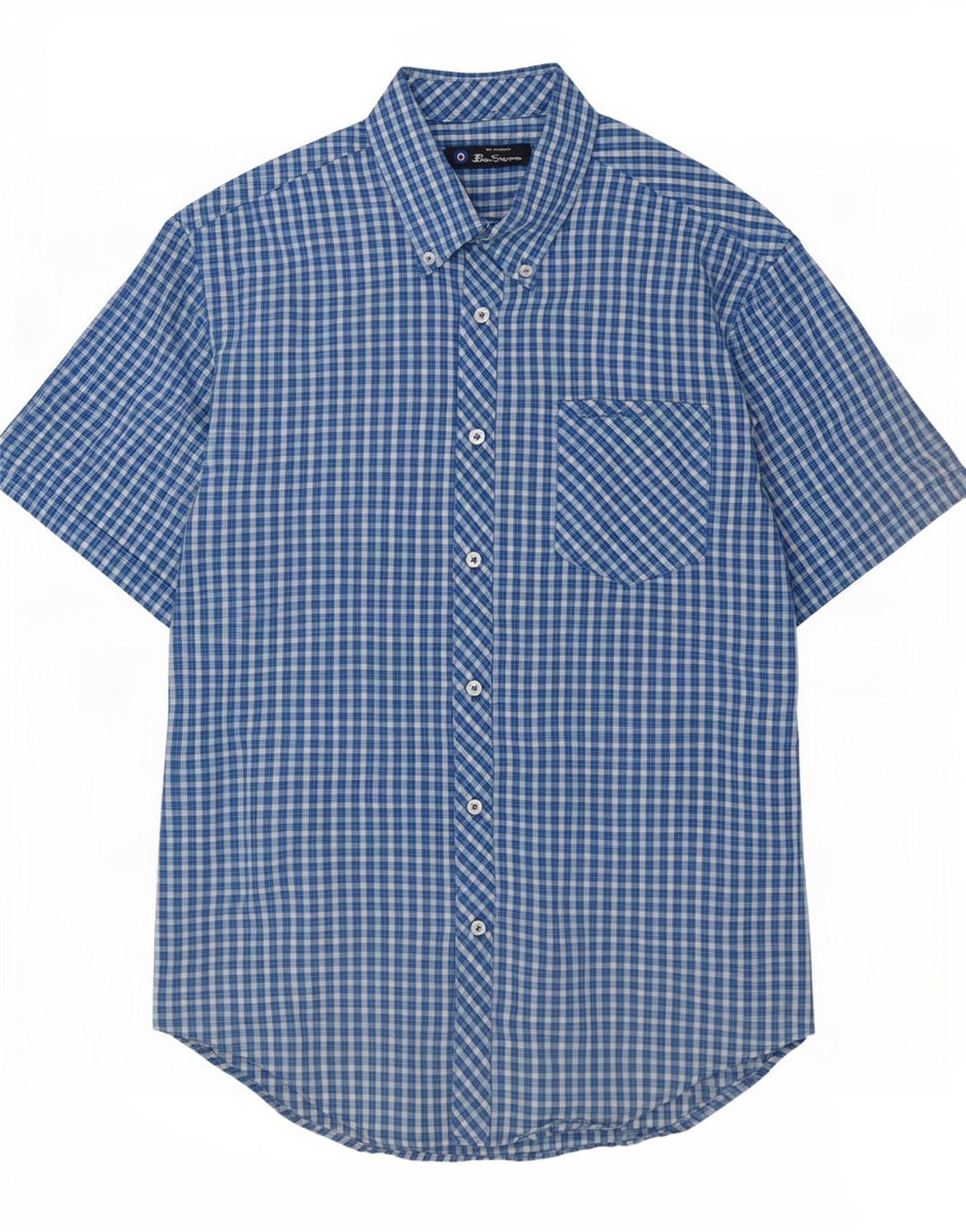 Ανδρικό κοντομάνικο πουκάμισο Ben Sherman, μεσαίο μπλε βαμβακερό