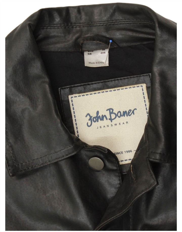 John Baner Ανδρικό Bomber Δερμάτινο Μπουφάν UK 40 Small Black Leather