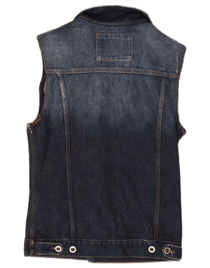 Zara Ανδρικό Τζιν Gilet UK 36 Small Navy Blue Cotton