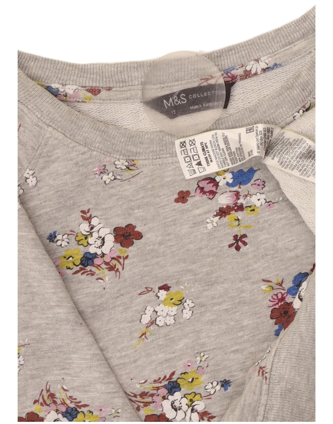 MARKS & SPENCER Γυναικεία φούτερ Crop Jumper UK 12 Medium Grey Floral