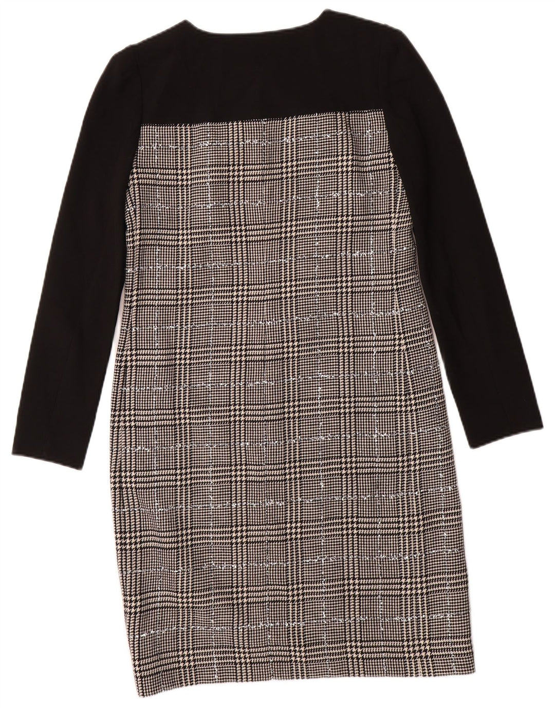 Γυναικείο μακρυμάνικο φόρεμα JAEGER UK 8 Small Black Houndstooth Wool