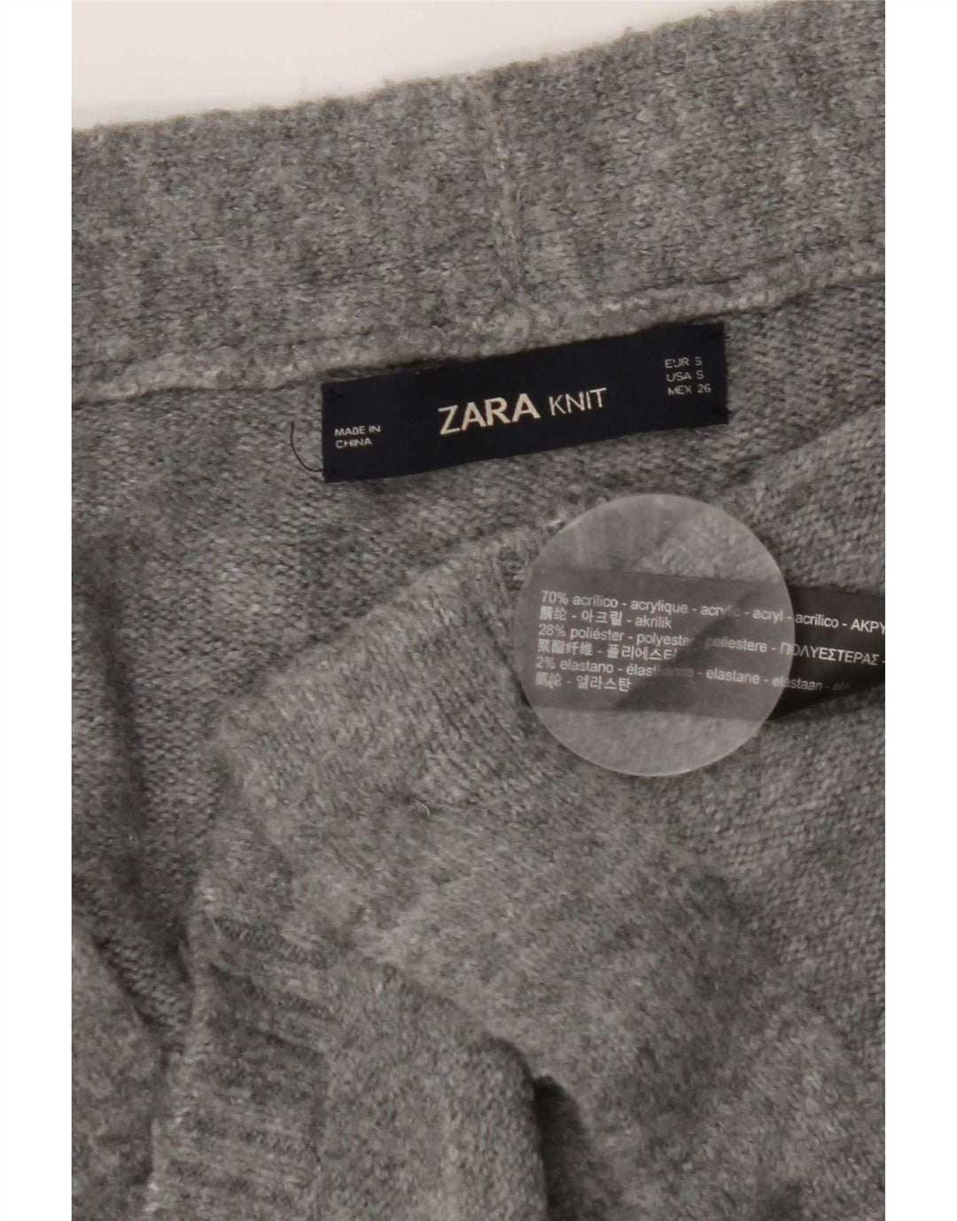 Zara Γυναικείο πουλόβερ με ζακέτα UK 10 Small Grey Acrylic