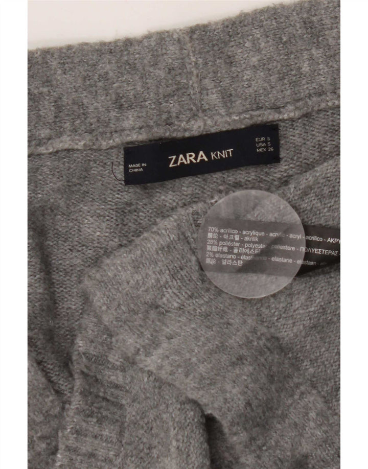 Zara Γυναικείο πουλόβερ με ζακέτα UK 10 Small Grey Acrylic