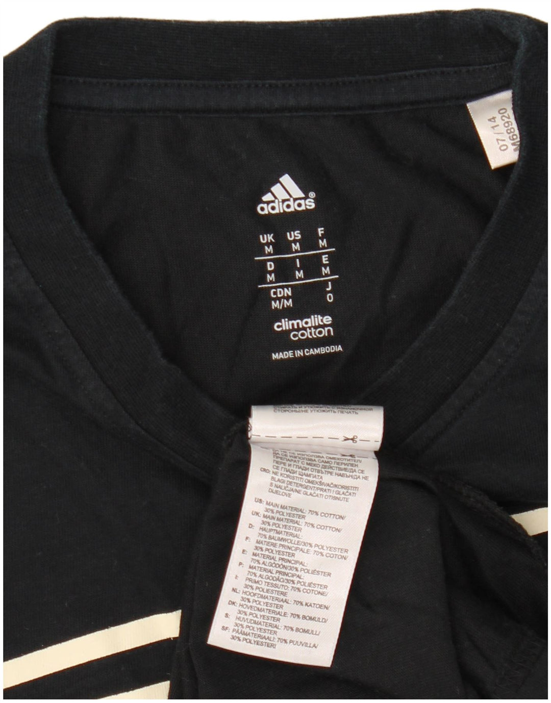 Ανδρικό γραφικό T-shirt Adidas Climalite Τοπ μεσαίο μαύρο βαμβακερό