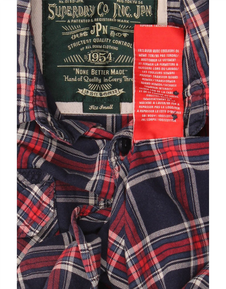 Ανδρικό φανελένιο πουκάμισο Superdry Μικρό μπλε ναυτικό, βαμβακερό