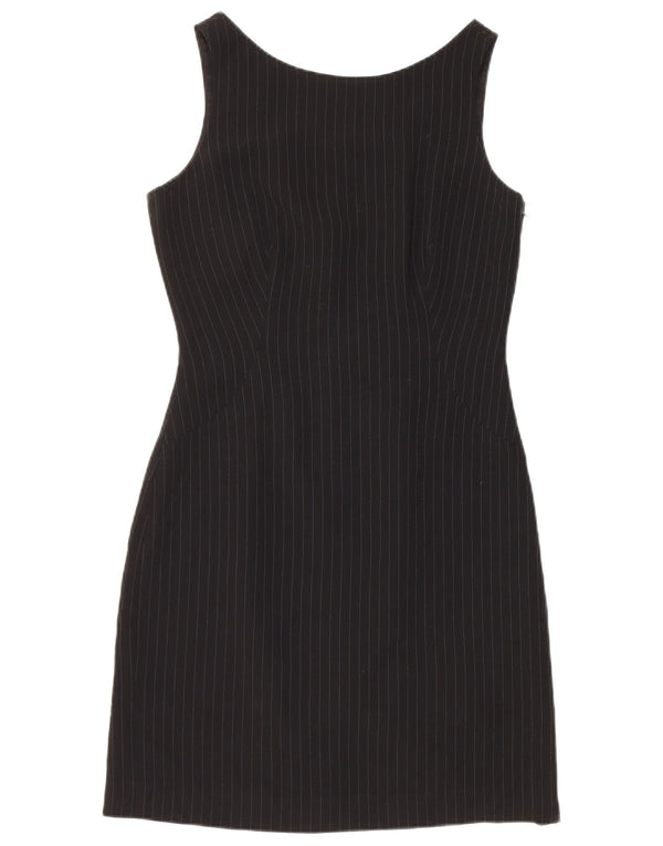 Hobbs Womens Sleeveless Sheath Dress UK 10 Small Black Pinstripe Triacetate