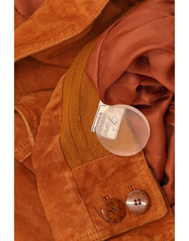 VINTAGE Ανδρικό Suede Bomber Jacket IT 52 XL Beige Leather